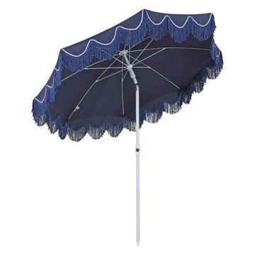 Mariner 6.5 ft. Classic Cottage Fringe Tassel Market Beach Umbrella